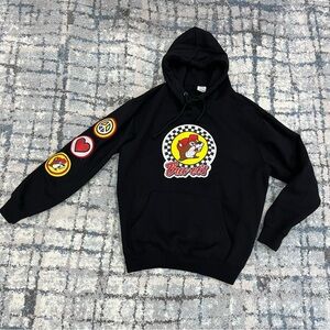 Buc-ee’s Beaver Logo Graphic Hoodie Black Large Pullover Souvenir